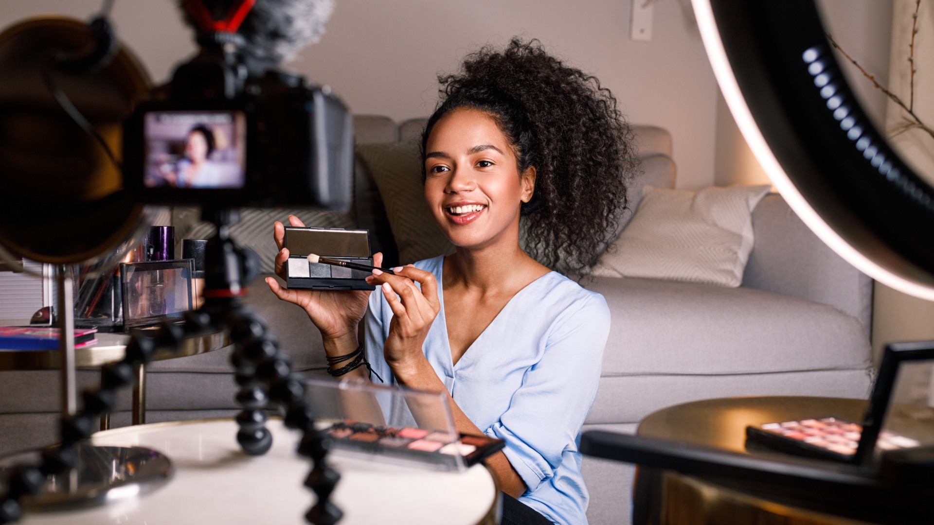 Female content creator working on a new video